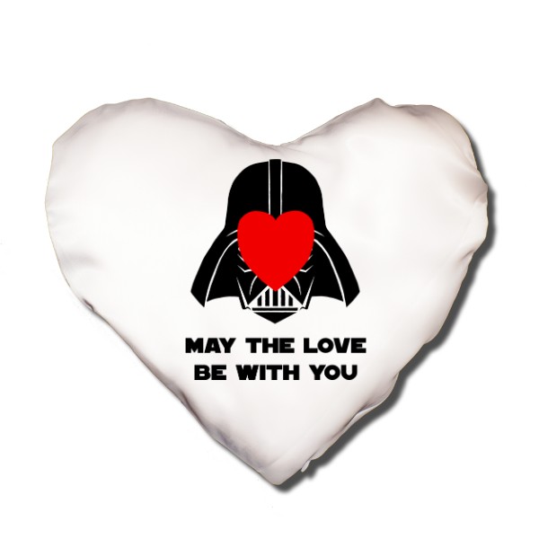 Polštář SRDCE s potiskem May the love be with you