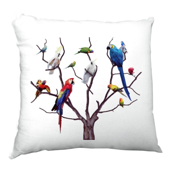 Polštář saténový s potiskem Papoušci