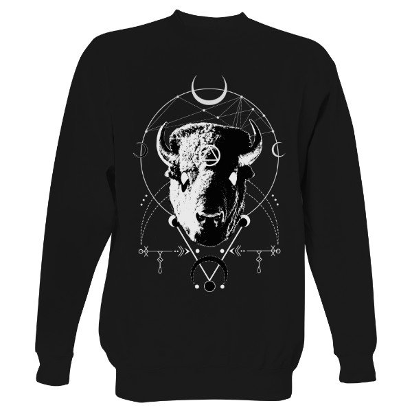 Mikina bez kapuce Unisex s potiskem Temný bizon - mikina