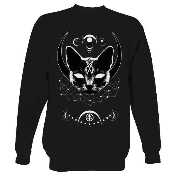 Mikina bez kapuce Unisex s potiskem Witchy cat - mikina